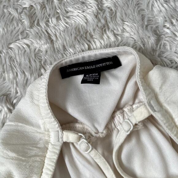 American Eagle S Cream Knit Mini Dress Fairycore Cottagecore Boho Handkerchief - Picture 4 of 6